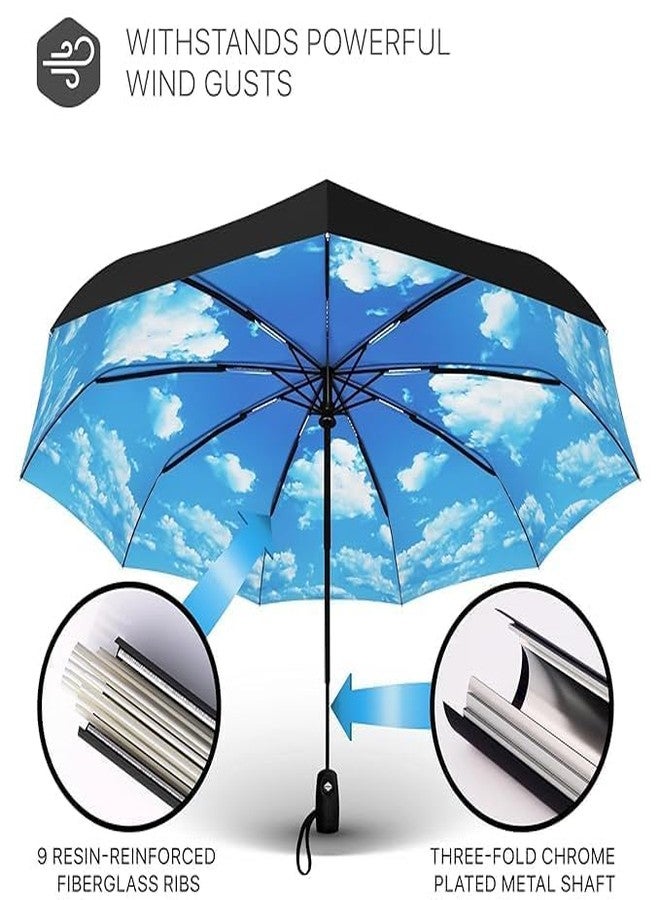 FOMQUAZLI Umbrella, Sky Design UV Big Size Umbrella for Sun Protection Rain Windproof Strong large 3 fold for men women kids boys girls Perfect small & stylish Windproof & Compact - Image 5